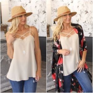 Infinity Raine Taupe Cage Tank Top